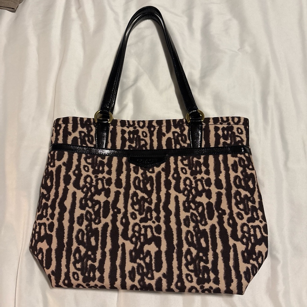 Coach Black and Brown Patterned Tote